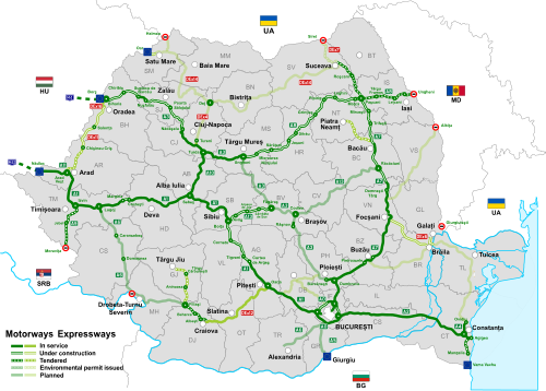 Romania motorway map